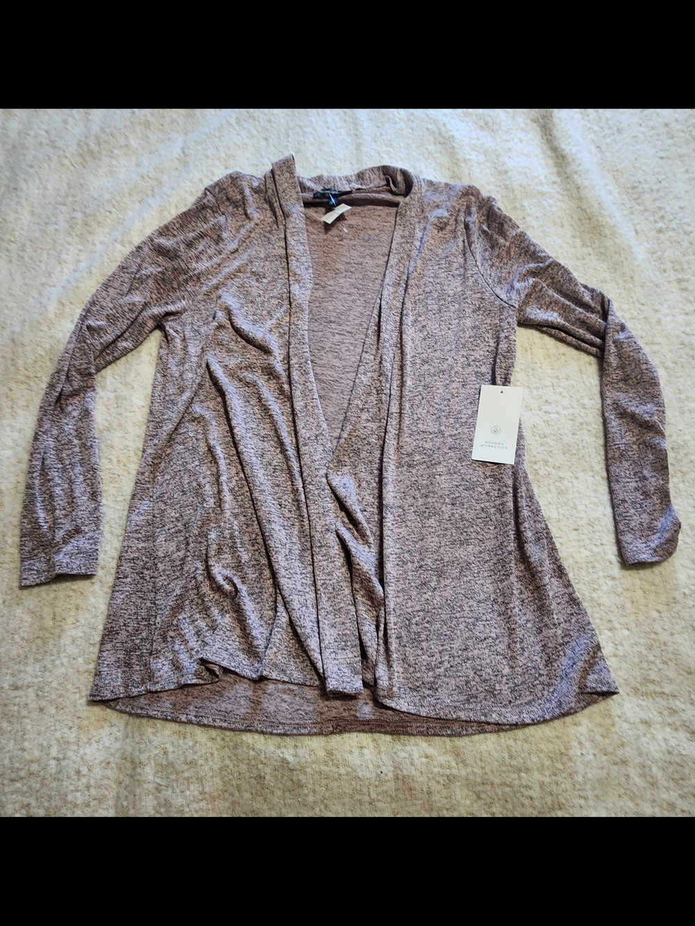 NWT Light Mauve Open-Front Women's Cardigan Sweater Xl Fall Lounge Cozy